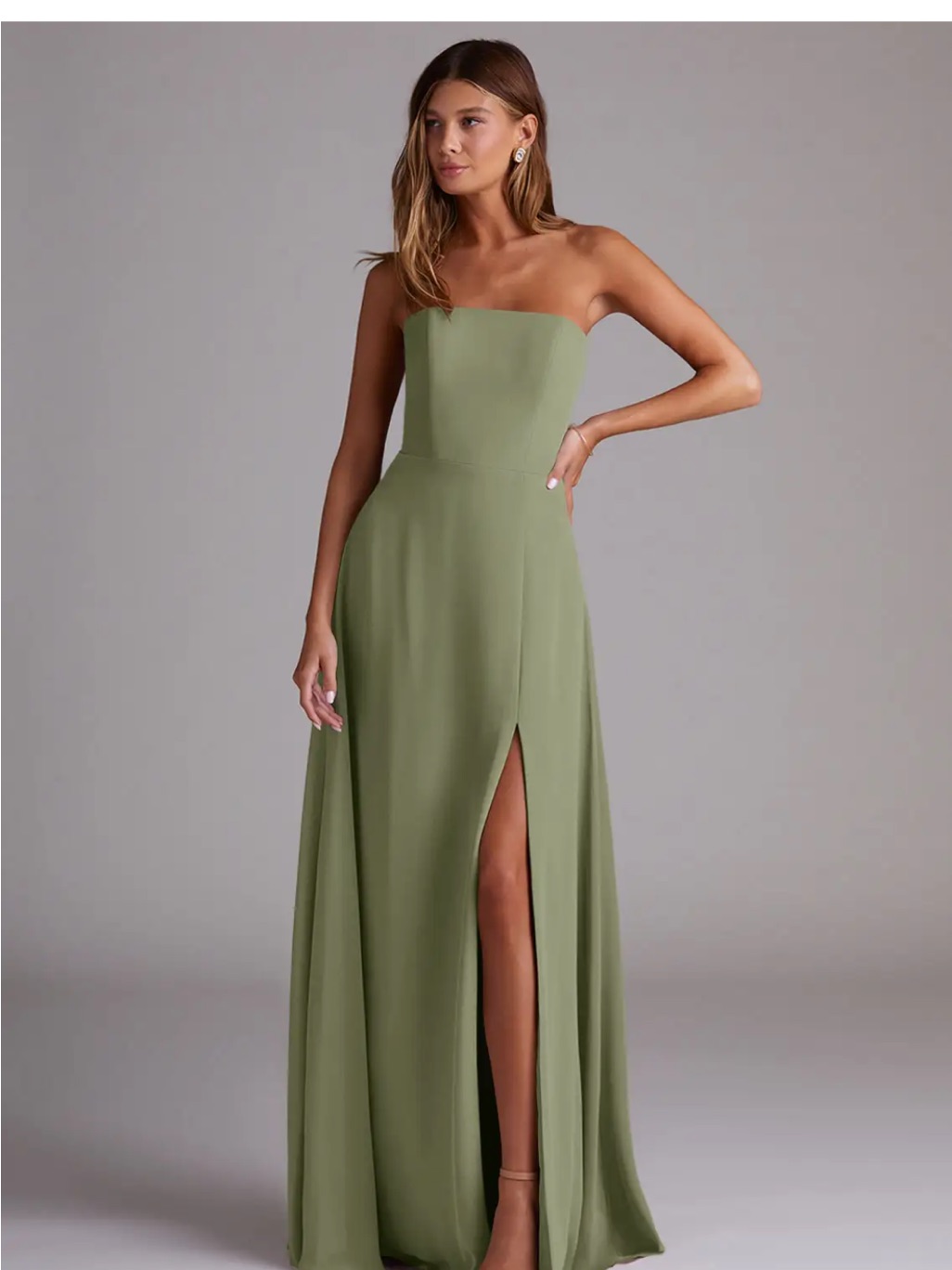 Azazie Wren Strapless In Pistachip